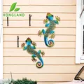 Metal Gecko Wall Decoration Lizard Garden Art Hanging Glass Sculpture Indoor and Outdoor Terrace