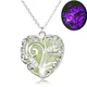 4 colors luminous Love Heart necklaces Hollow Glow In The Dark tone pendant Silver color Chains For