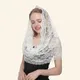 Korean Style New Women Lace Flower Scarf Autumn Lady White Black Solid Color Ring Scarves Soft Shawl