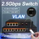 EU Plug 2.5G POE Non-POE Network Ethernet Switch 4 Port 8 Port Unmanaged LAN Hub Fanless AI WTD