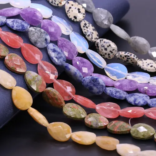 Natürliche Stein Achate Faceted Perlen Wasser Tropfen Grün Malachit Kambaba Perlen für Schmuck