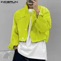 Fashion Casual Men's Fashionable All-match Jackets INCERUN Tops 2023 Male Streetwear All-match Trend