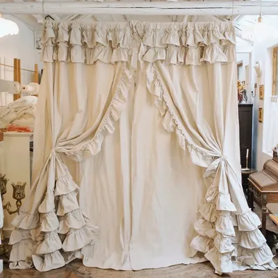 Brand 2 Layers Rural Style Window Drapes,100% Natural Hemp Cotton Curtains with Ruffles,Cake Layer Lace Cortina,Rod Pocket Cloth