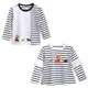 Frühling kinder Casual T-shirts Jungen und Mädchen Tops Cartoon Bär Stickerei Tees Streifen Lange