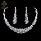TREAZY Quaste Kristall Braut Hochzeit Schmuck Sets für Frauen Silber Farbe Halsband Halskette