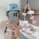 Pink Crystal Heart Phone Chains Girls Mobile Phone Charm Strap Sweet Cloud Pendant Phone Case