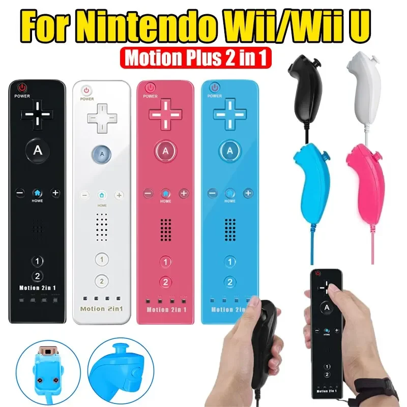 Controller für Nintendo Wii/Wii U Links/Rechts 2in1 Motion Plus Controller Drahtlose Fernbedienung Gamepad Videospiel Zubehör Image