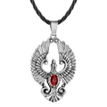 CHENGXUN Phoenix Vogel Anhänger Halskette für Männer Frauen Pagan Schöne Phoenix Vögel Charme Leder