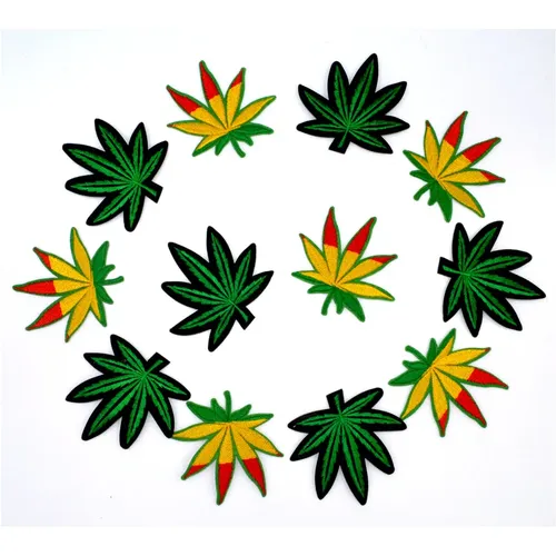 12 TEILE/LOS Topf Blatt patch Unkraut Boho Hippie Stickerei eisen auf patch Dekoration Zubehör