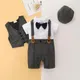 Neugeborenen Jungen Formale Kleidung Set Infant Jungen Gentleman Geburtstag Romper Outfit Mit Hut