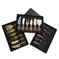 Jaswehome Premium Exquisite Cheese Knives Set Stainless Steel Fork Spreader Collection Walnut Handle