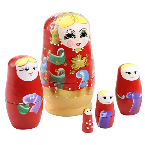 Set Von 5 Pcs Puppen Holz Russian Nesting Babuschka Matryoshka Hand Gemalt Geschenk