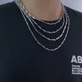 Hip Hop Unisex Bamboo Chain Women Necklace Choker Stainless Steel Herringbone Silver Color Chain
