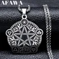 Hexerei Pentagramm Halskette Edelstahl Silber Farbe Hexe Pagan Stern-Symbol Halskette Wicca Schmuck