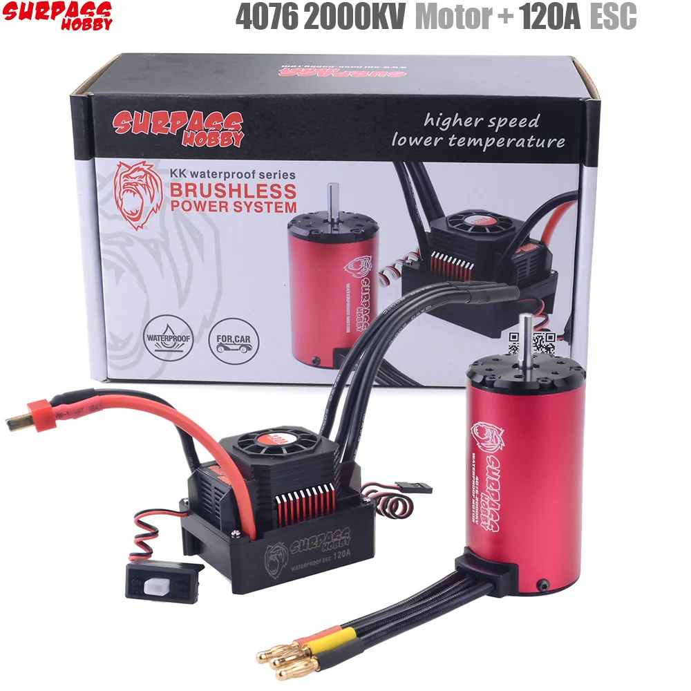 SURPASS HOBBY KK Wasserdichter Combo 4076 2000KV 2250KV Bürstenloser Motor mit 120A 180A Bürstenlosem Regler für 1/8 RC Drift Racing Car