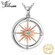 JewelryPalace Sun Star Compass Circle 925 Sterling Silver Rose Gold Pendant Necklace Women Round