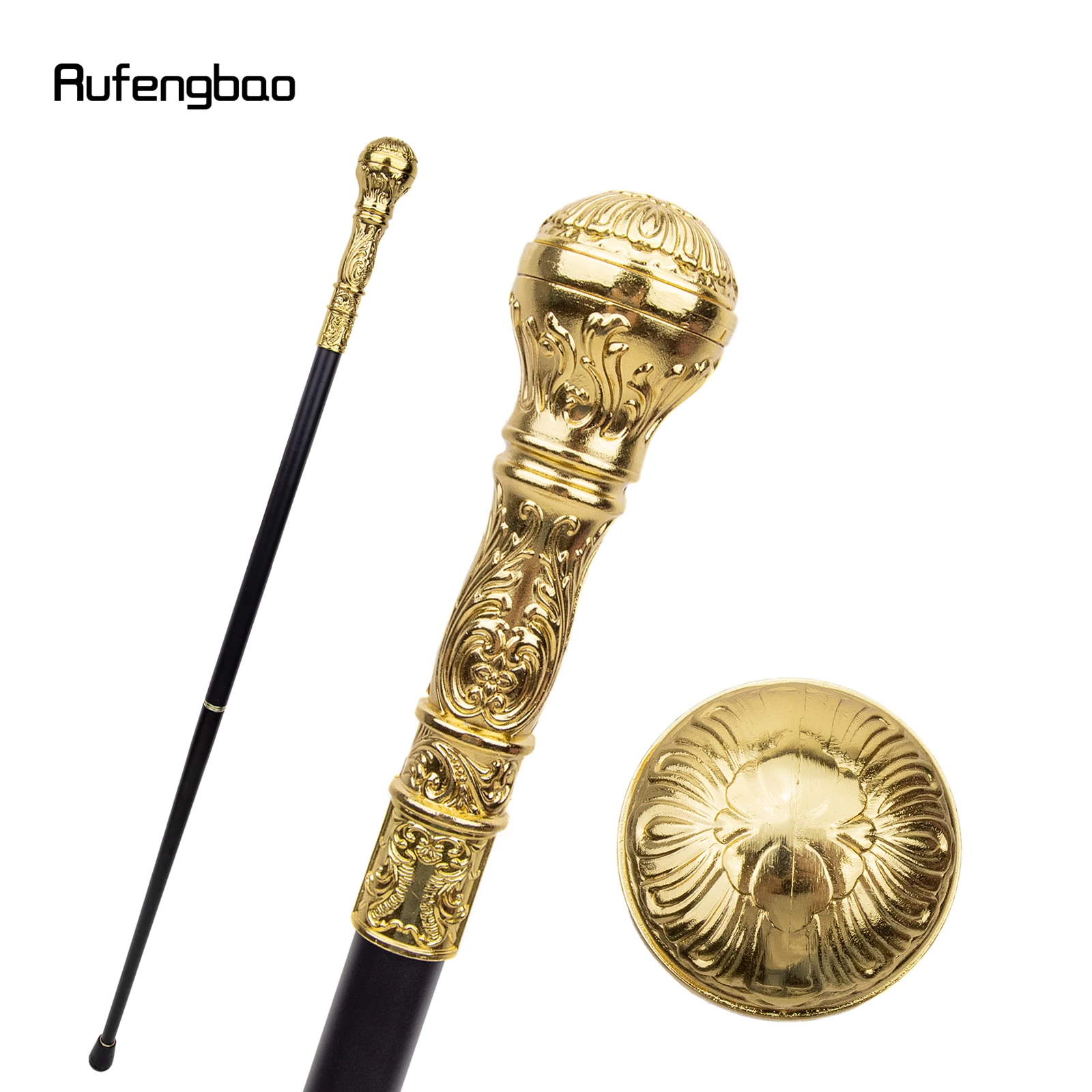 Goldener, luxuriöser, modischer Gehstock mit rundem Griff für Party, dekorativer Gehstock, eleganter Gehstock mit Crosier-Knopf, 93 cm Image
