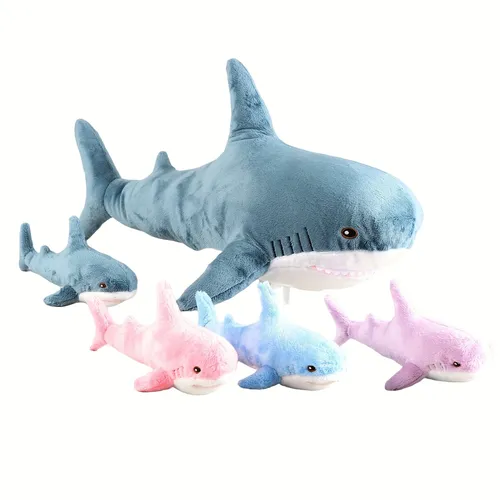 Riesen hai Stofftier-21.65 ''Mama ausgestopfter Hai mit 4 Baby Hai Stofftiere im Reiß verschluss