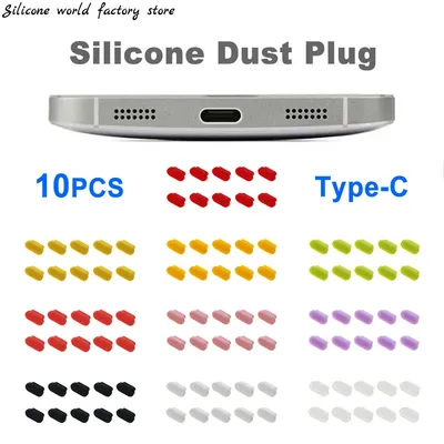 Silicone World 10PCS Silikon Typ-C Staubstecker USB-Ladeanschluss Schutz für Samsung Huawei Smartphone Zubehör Staubstecker