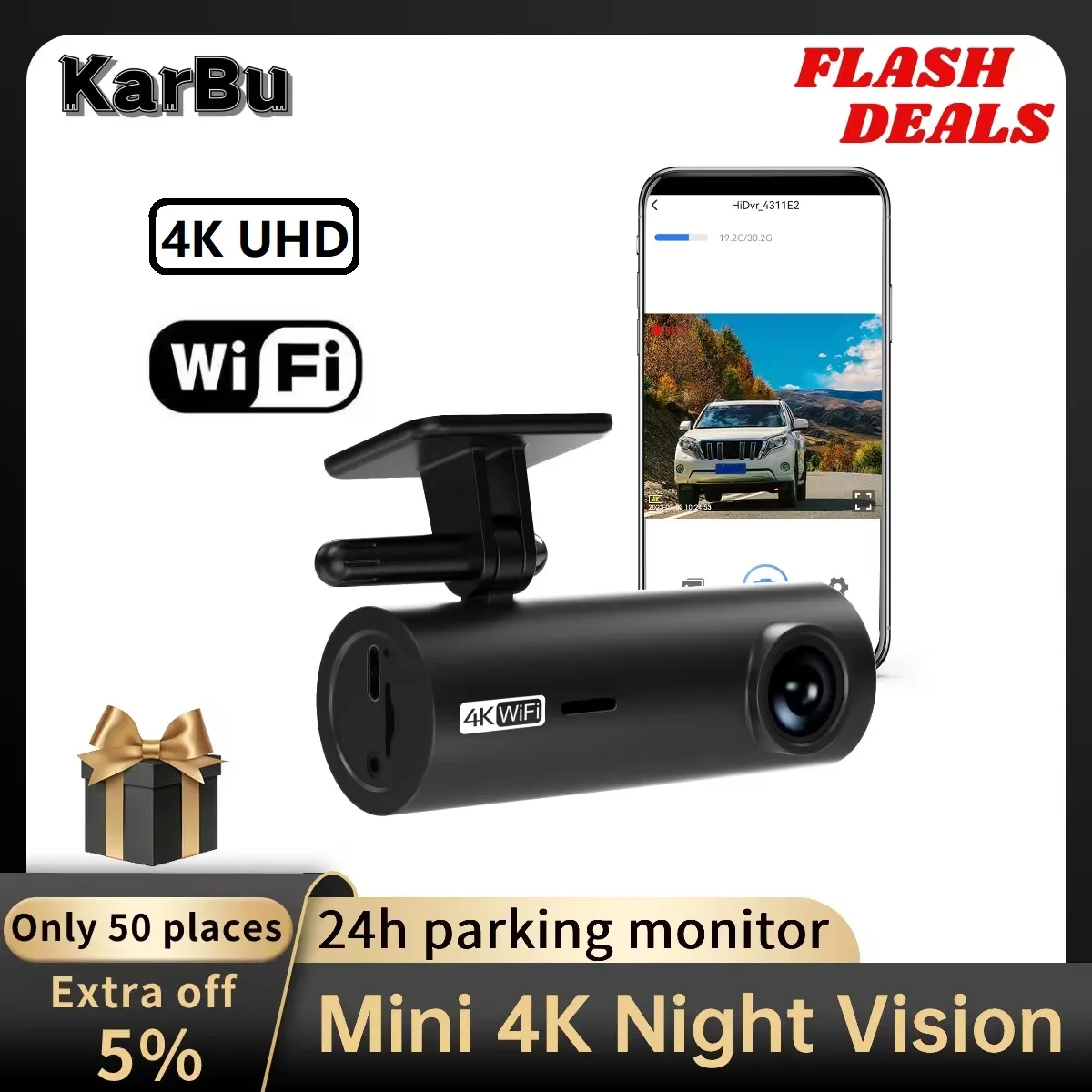 Dash Cam 4K Wifi Kamera für Auto Dashcam 24h Parkplatz Monitor Dvr Para Coche Mini Kamera Samochodowa Rejestrator video Registrator Image