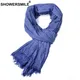 SHOWERSMILE Blue Solid Men Scarves Autumn Winter Winter Accessories for Men Warm Long Casual Brand