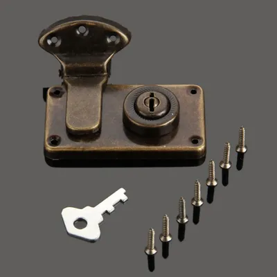 Vintage Wooden Box Lock Antique Furniture Box Latches Decorative Hasp Jewelry Wooden Suitcase Hasp Latch Toggle With Key Screw
