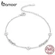 Bamoer Daisy Blume Kette Armband Echtem 925 Sterling Silber Perlen Link Armbänder für Frauen Mode