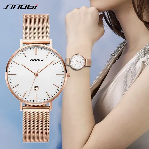Sinobi Mode Damen Diamant Armbanduhren Gold Armband Top Luxusmarke Mädchen Kristall Quarz Uhr Dame