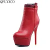 QPLYXCO 2017 Neue Verkauf Große kleine größe 31-46 knöchel kurze stiefel winter Sexy Frauen Round Toe high heels (14 cm) hochzeit schuhe 559