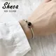 Neue Thai Silber Vintage 925 Sterling Silber Schwarz Onyx Runde Ball Offenen Armband & Armreifen Für