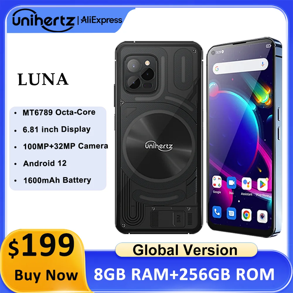 Unihertz Luna Smartphone Rhythm Ambient LED strip Music Phone 8GB RAM 256GB ROM 108MP G99 Mobile Phone Night Vision Cellphone