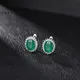 FLOWS 925 Sterling Silver Hoop Earrings Luxury Oval Emerald Zircon Woman Earring Romantic Fine