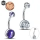 1PC G23 Titanium Prong Zircon Curved Barbell Belly Rings 14G Navel Button Rings Internal Thread