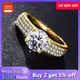 YANHUI Pure Solid Yellow Gold Color Ring 2ct Zirconia Wedding Rings For Women Silver Jewelry Ring
