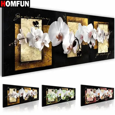 HOMFUN DIY Diamant Malerei "Orchidee blume landschaft" Volle Bohrer Platz Runde Diamant Stickerei 5D