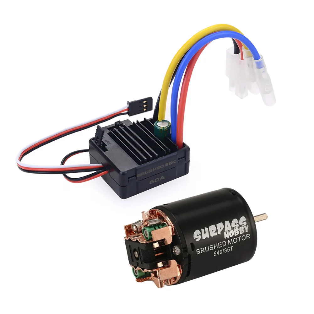 SURPASS HOBBY 540 Bürstenmotor 13T 17T 21T 23T 27T 35T 45T 55T 80T & 60A ESC 5V/2A BEC für 1/10 RC Off-Road-Rennwagen-LKW