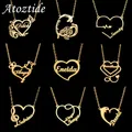 Atoztide Personalized Custom Rose Heart Name Necklaces for Women Stainless Steel Pendant Choker Link