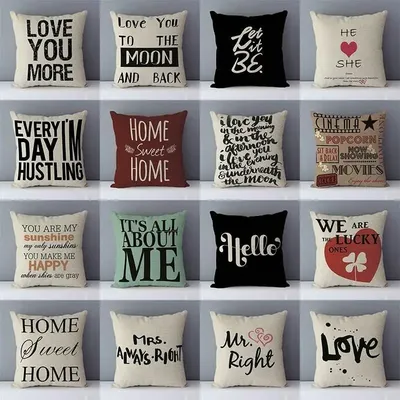 Beliebte begriff worte buchstaben gedruckt couch kissen hause dekorative kissen 45x45cm baumwolle Image