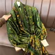 2022 Fashion Marke Frauen Seide Schal Luxus Dark Grün Aztec Floral Pashmina Schals Wrap Weich