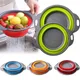 Folding Silicone Drain Basket Fruit Vegetable Washing Basket Foldable Strainer Colander Collapsible