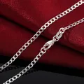 Hot 925 Stamped Silver Classic 2MM Flat Sideways chain Necklace for Women Men 16-30 Inch fashion