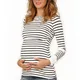 New Women's Striped Maternity Long Sleeve Solid Color Nursing Top T Shirt O Neck Fashion Casual