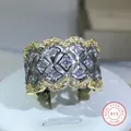 925 Sterling Silber Cent Gold Zirkon Big Ring Für Damen Männer Crown Ring Paar Schmuck Party