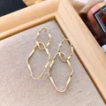 Japan Korea 2020 Alloy Drop Earrings for Women Metal Twist Rhombus Geometric Dangle Fashion Long