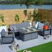 4-Piece Patio Acrylic Conversation Set with Firepit Table and BBQ Grill