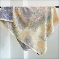 Double-sided Mulberry Silk Scarf Square Rolled Hem Cashmere Wool Scarves Wraps Roll Reversible AB