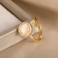 Drehbar frei drehend Anti-Stress-Angst ring für Frauen runde Opal ring Kristall Sonnenblumen ring