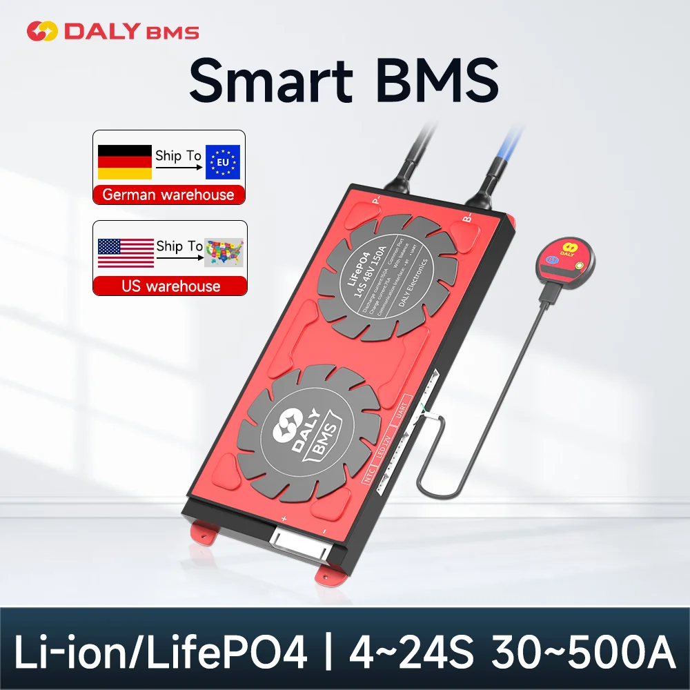 Daly Smart BMS Li-Ion 7S LiFePo4 4S APP BMS 8S 24V Lifepo4 BMS 16S 48V Parallel Bluetooth Solar Energie Inverter Power Bank Image