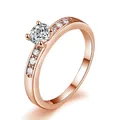 Solitaire Rings for Women Classic 4 Claws Cubic Zirconia Dainty Wedding Engagement Female Marriage