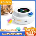 ROJECO 2 in 1 Smart Cat Toys Automatic Feather Fun Ball Toy Set For Cat Dog 5 Modes